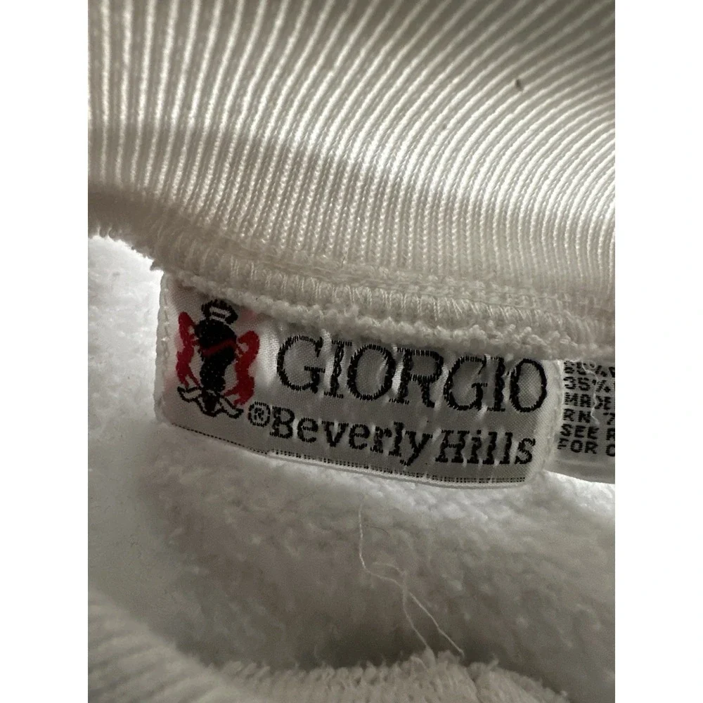 VTG Giorgio Beverly Hills Crest Sweatshirt White Collared Pullover Mens XL - Picture 9 of 12